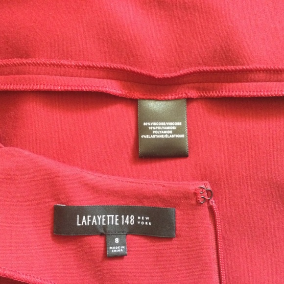 Lafayette 148 Red Pleated Crossover Bodice Dress 8 - Picture 11 of 13
